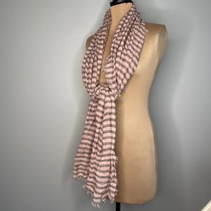 Blush Oversized Scarf Wrap Shawl Coverup Striped Stripes Pattern Distressed Fray